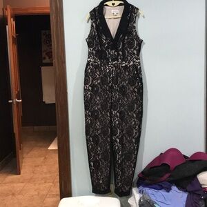 Elle Elegant Black and Cream Lace Jumpsuit